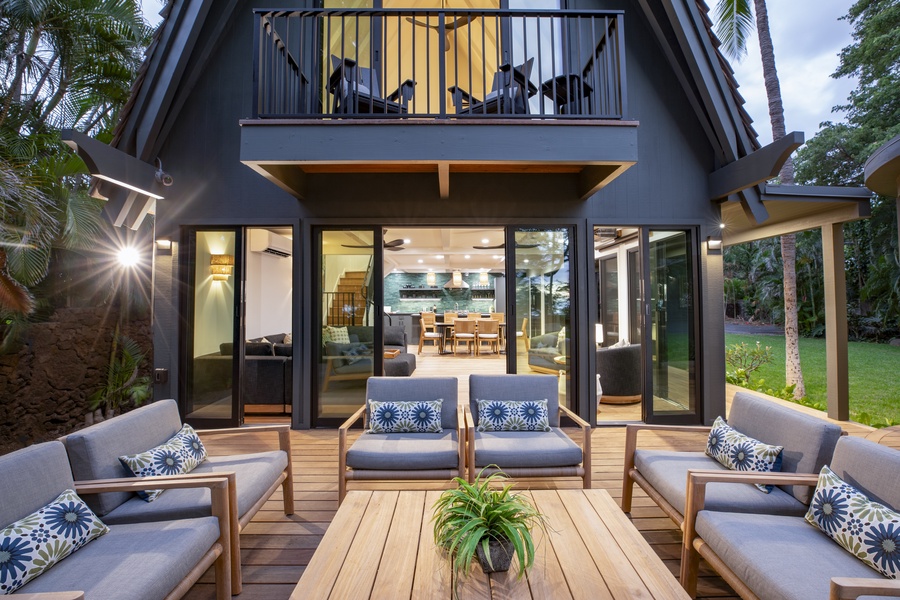 Modern patio area with plush seating for ultimate comfort and relaxation.