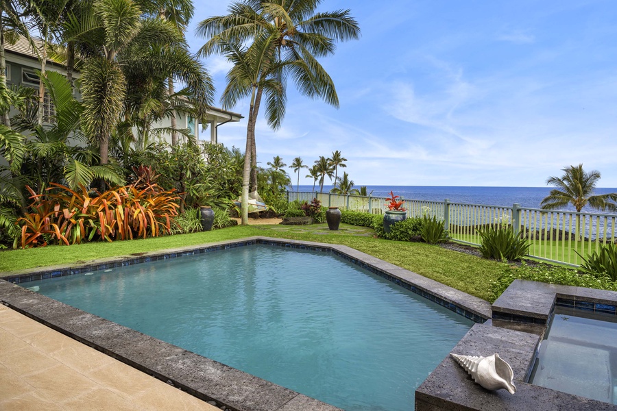 Pool with lush tropical surroundings