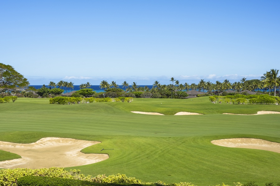 Championship golf course with ocean view setting.