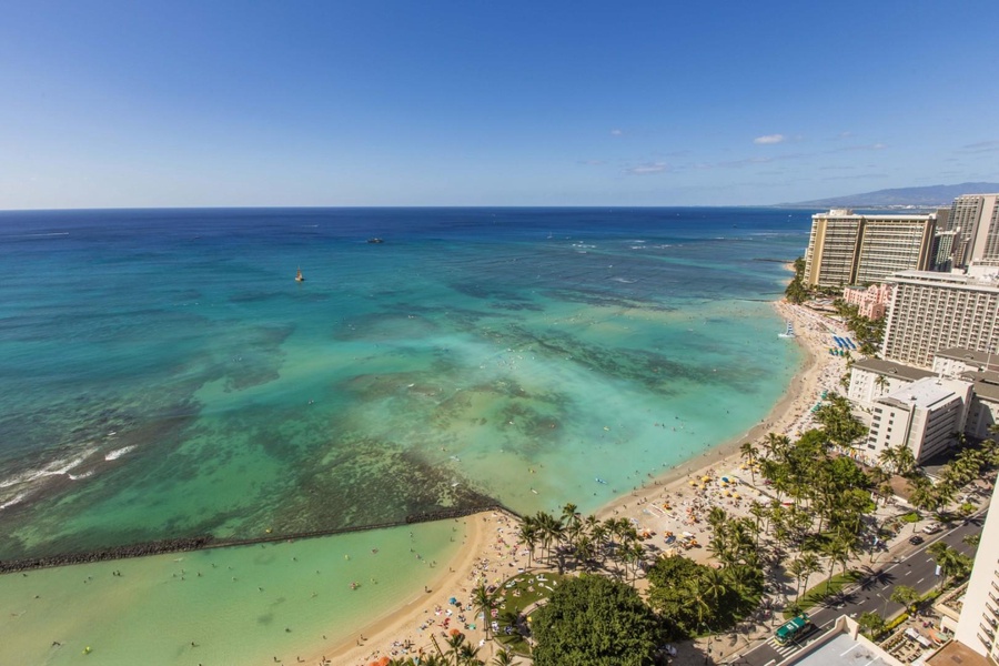 Aerial view of Waikiki.