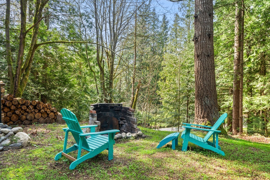 Multiple seating areas by the firepit create the perfect spot to gather and reconnect.