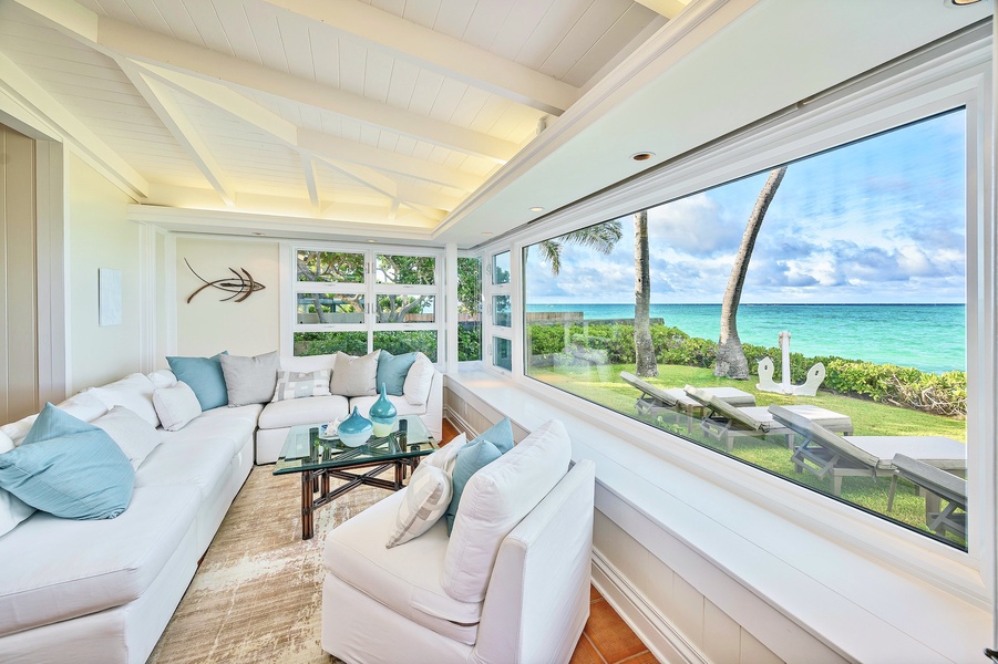 Enjoy the beautiful views of the ocean from the comfort of your living room