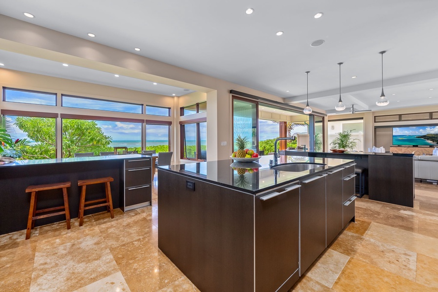 Ocean views from the kitchen.