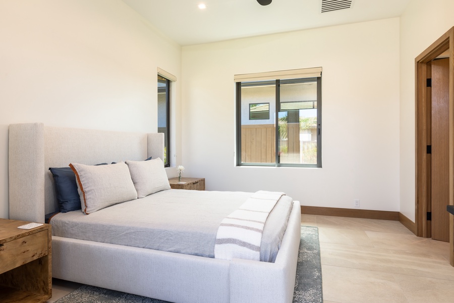 Both detached fifth and sixth guest bedrooms feature luxurious queen-sized beds and central AC.