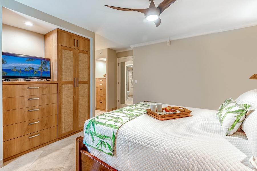 The secondary bedroom has TV and ensuite bathroom.