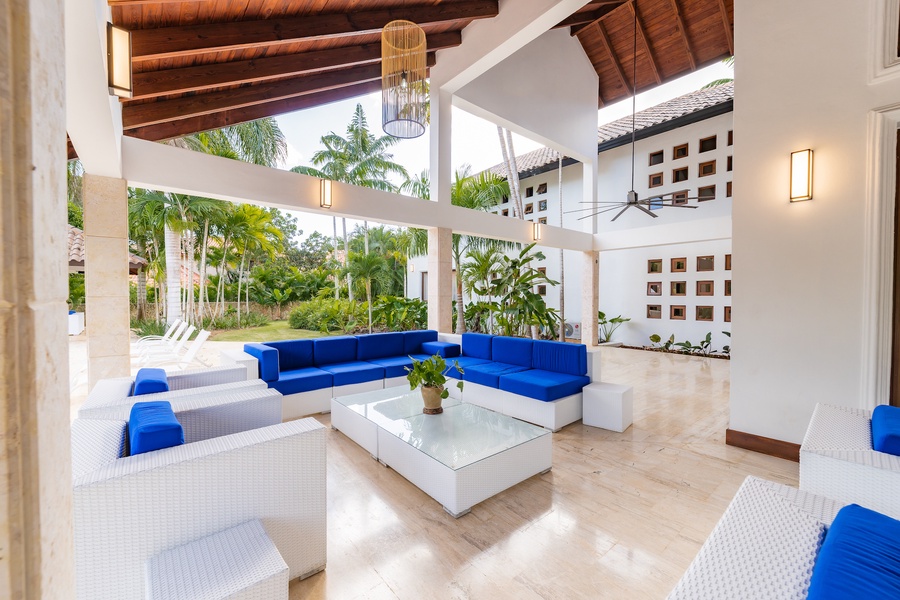 A perfect relaxation spot, an outdoor lounge with comfortable seating.