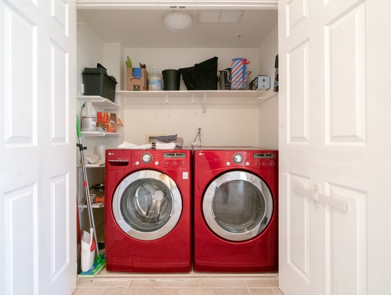 Effortlessly tackle your laundry needs in the convenient and well-equipped laundry area