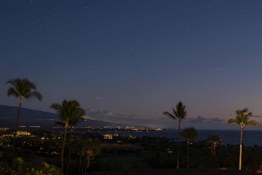Twilight at Mauna Kea reveals a tranquil setting under starlit skies.