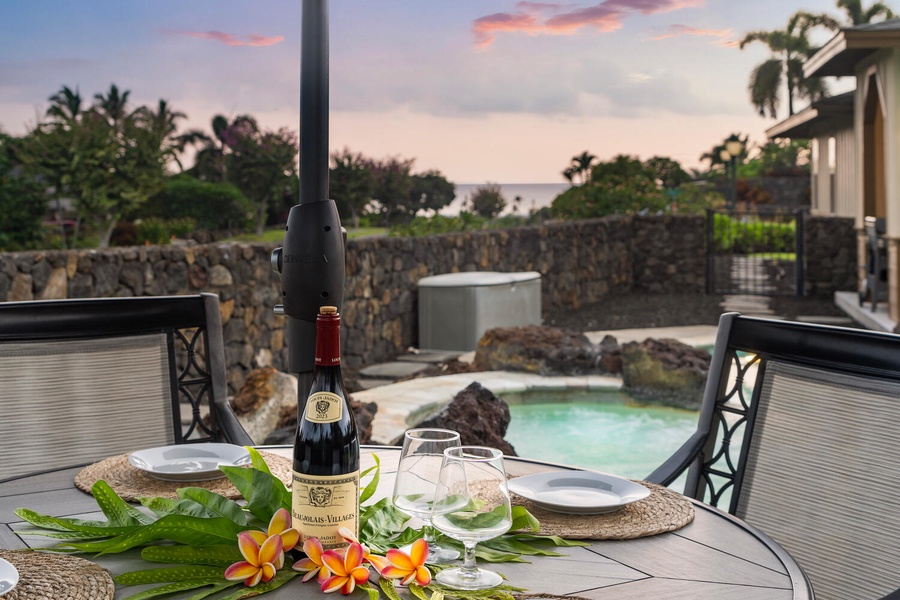 Cheers to intimate moments poolside, one romantic wine toast at a time.