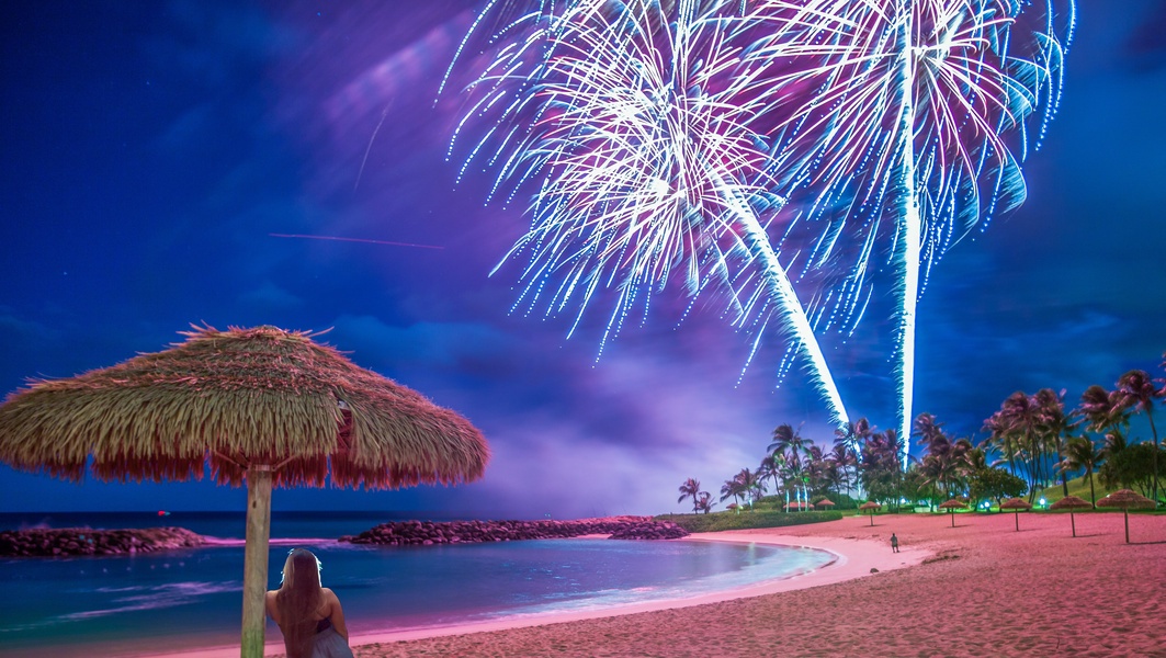 Fireworks at the Ko Olina Lagoons.