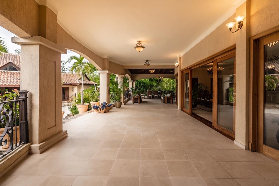 The spacious hallway leading to the guest house.