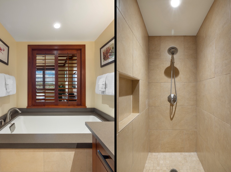 The large soaking tub with a separate walk-in.