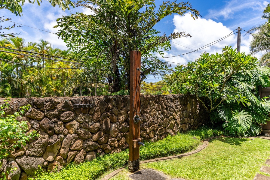 Outdoor warm shower.