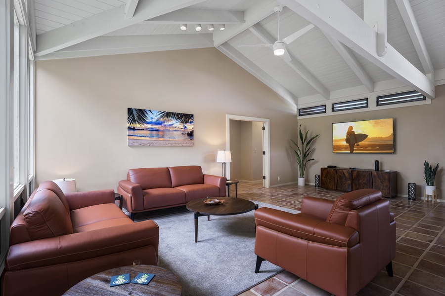 Vaulted ceilings and wonderful air movement make this space comfortable