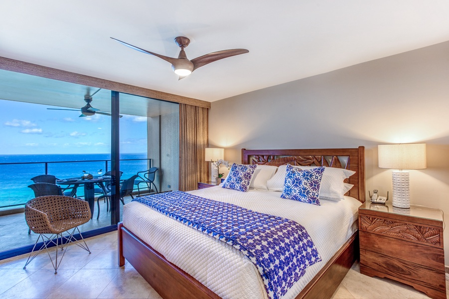 Fall asleep to the sound of waves and wake to ocean views in the serene suite at Mahana 1119.