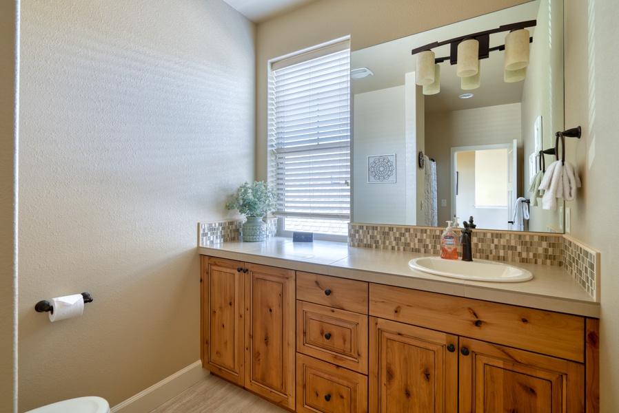 Enjoy natural light and privacy in the bathroom