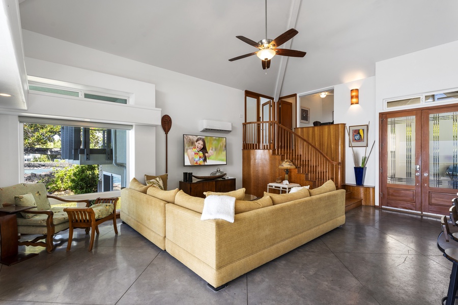 Private upstairs loft provides a quiet workspace or optional sleeping area with twin bed.