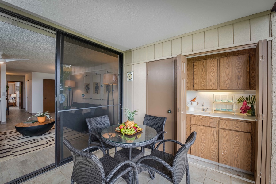 Enjoy morning coffee or evening drinks from your private terrace with wet bar—designed for relaxation and sunset moments.