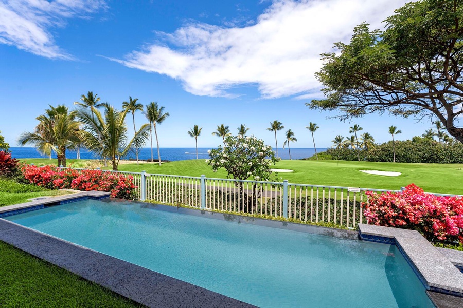 The poolside view looking over the golf course.