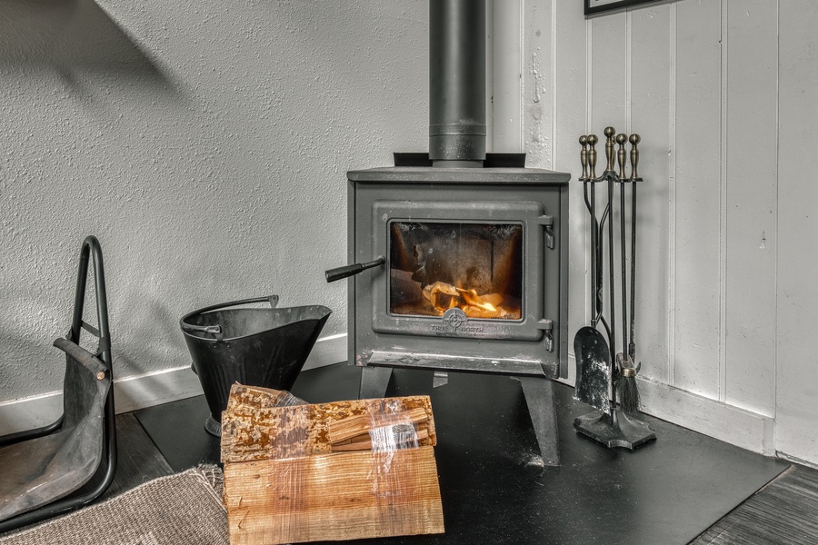 Wood burning stove, perfect for chilly nights