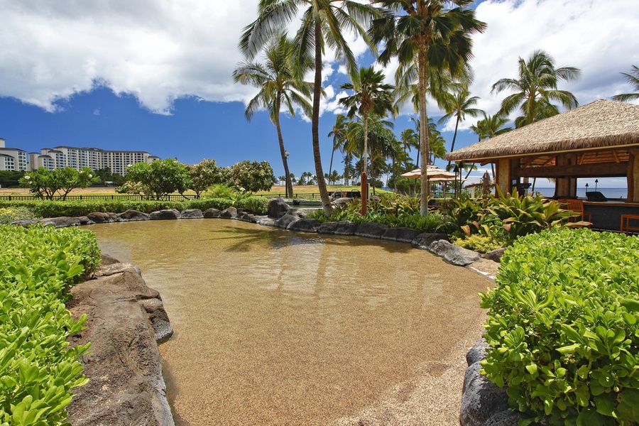 The sand bottom pool for children.