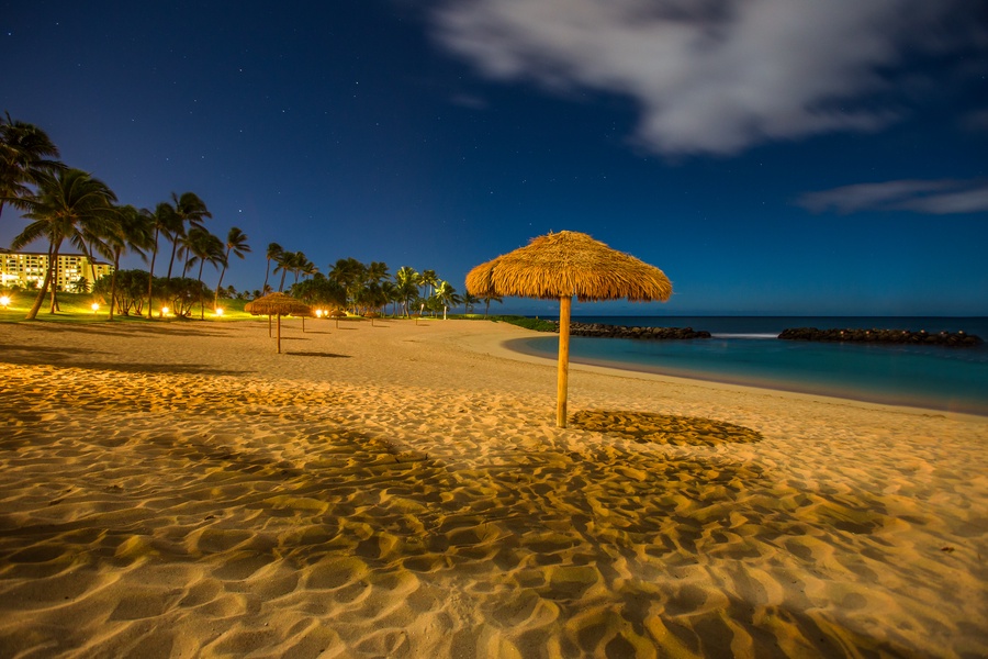 Take an evening stroll in the soft sand along the lagoon shore.