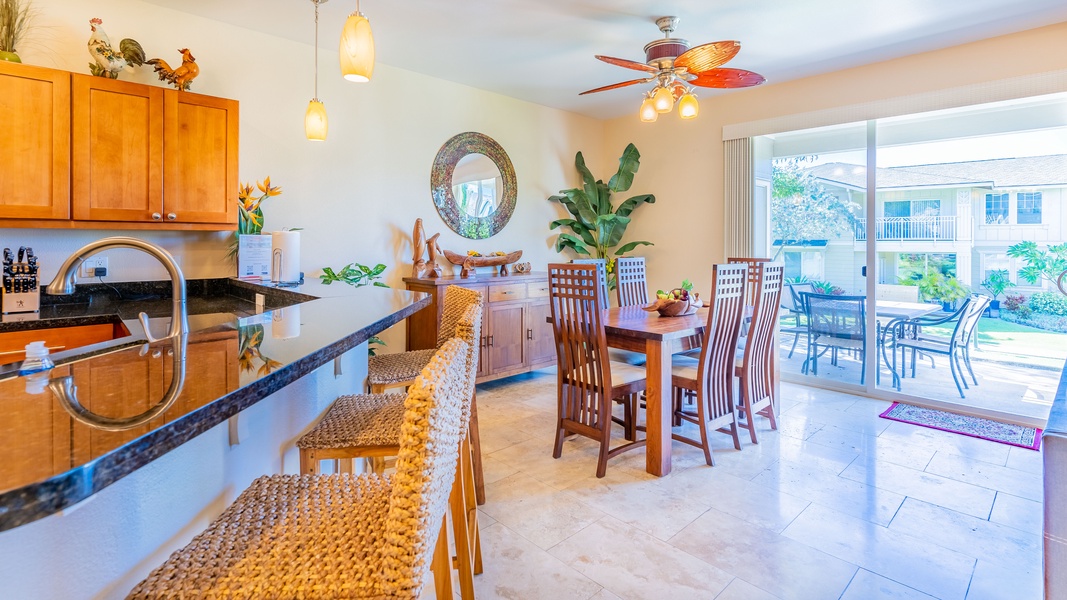 Enjoy indoor / outdoor dining with the formal dining area and the lanai.