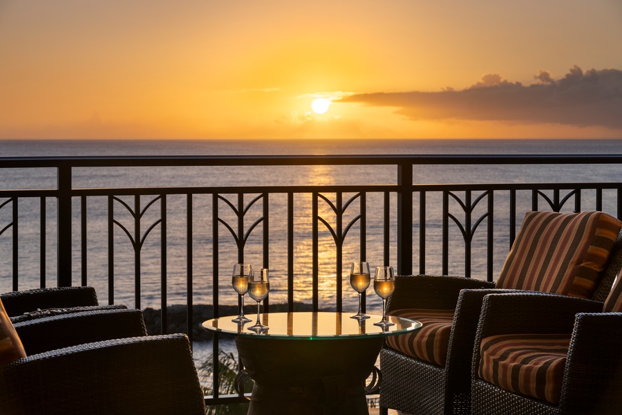 Enjoy the sunset on the lanai with a drink.