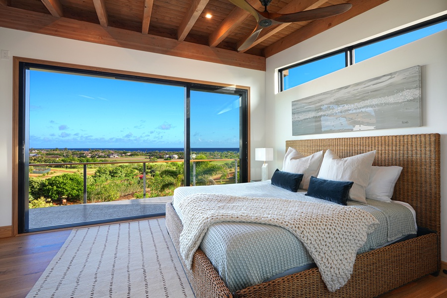 Retreat to the ohana bedroom upstairs, where amazing ocean views await to greet you with the morning light.