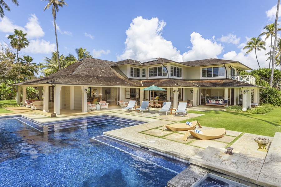 Views of the estate from the raised pool deck