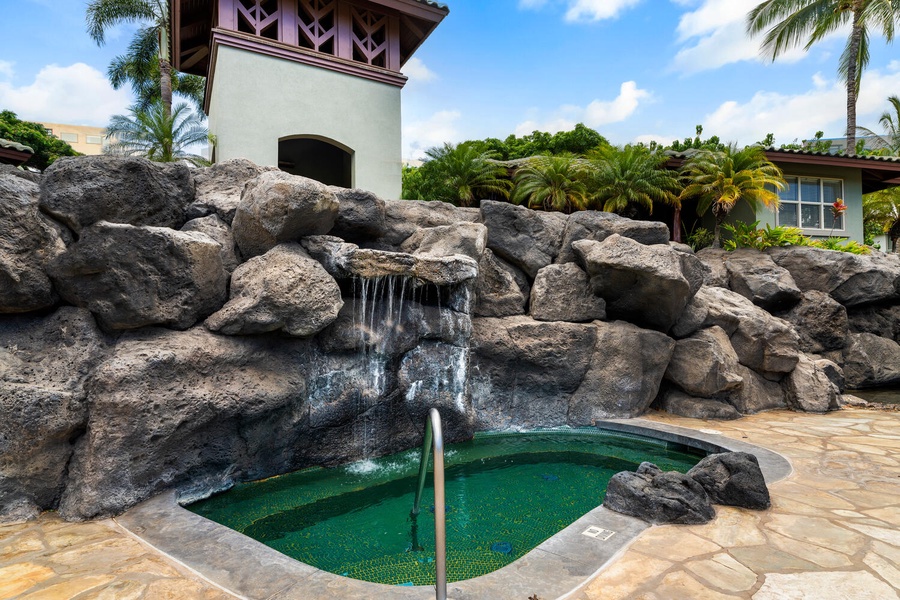 Enjoy a soak in the shared resort style hot tub.