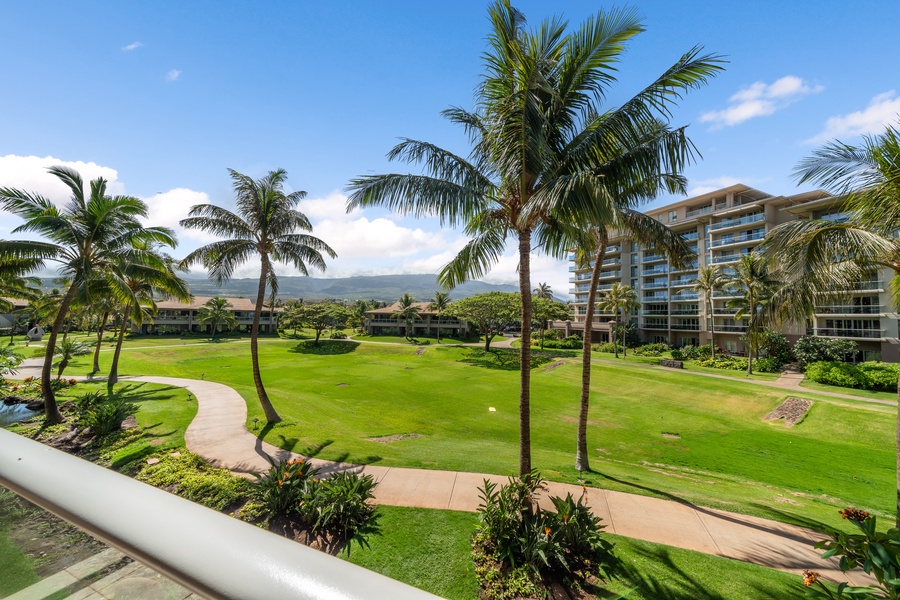 The tropical landscape stretches before you—every lanai moment is a postcard at Honua Kai Konea 204.