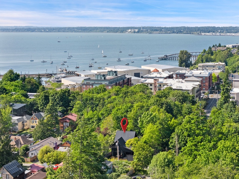 Look out over sailboats and waterfront strolls along the marina.