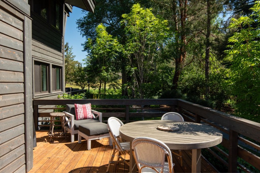 The private deck provides amazing views, sunny lounging and a spot for al fresco meals.