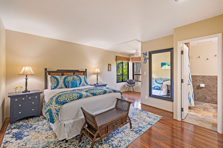 Relax in the second guest suite with stylish decor and plenty of natural light.