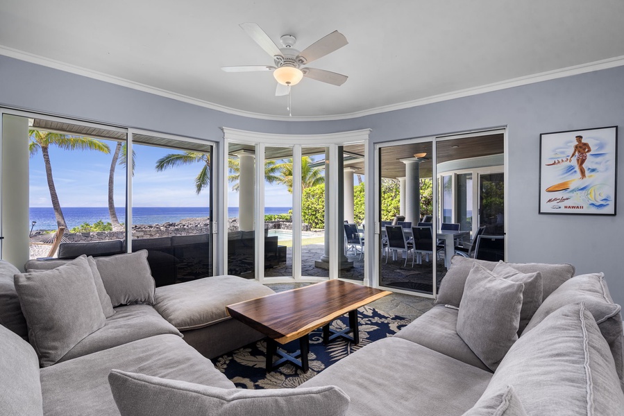 Downstairs living room offers natural ventilation and ocean breezes.