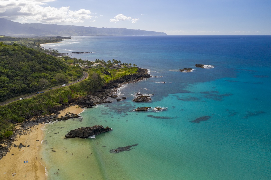 Crystal-clear water.  This home is adjacent to world famous, Waimea Bay.
