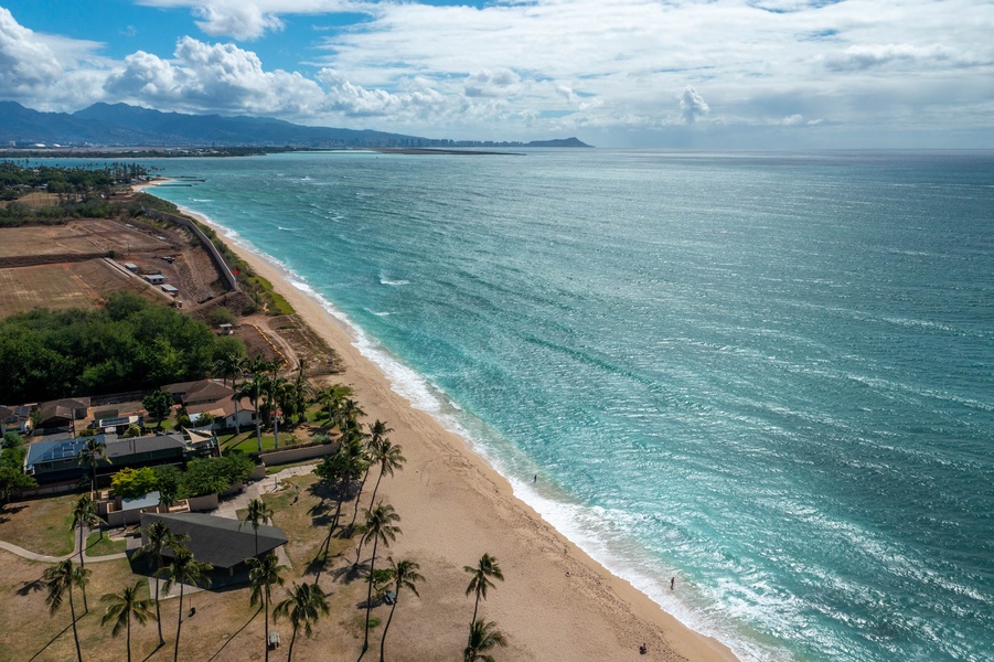 Aerial shot of the beachline