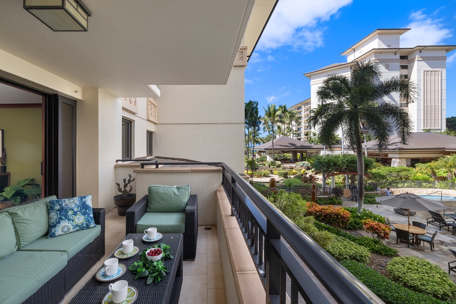 The lap pool is a magical sight from the lanai.