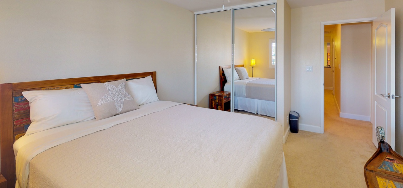 The second guest bedroom features a TV and ceiling fan.