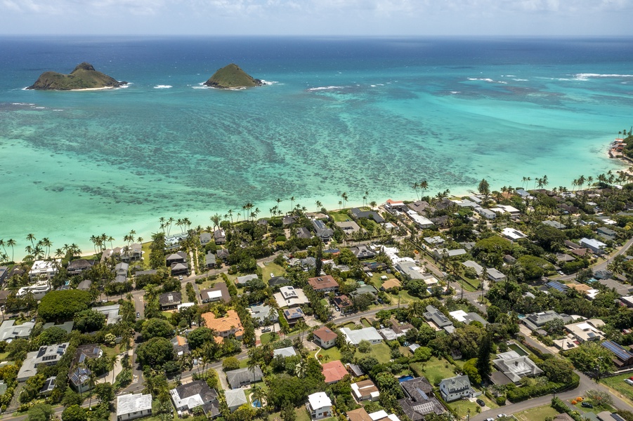 Azure waters at Lanikai beach just a 10 minute stroll away