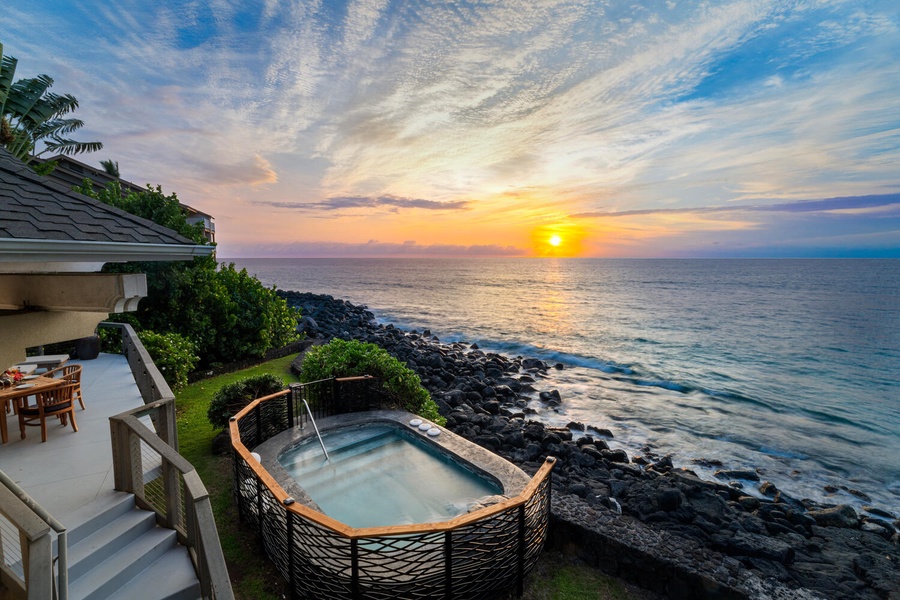 Soak in sunset views from your private spa tub—just steps from the ocean.