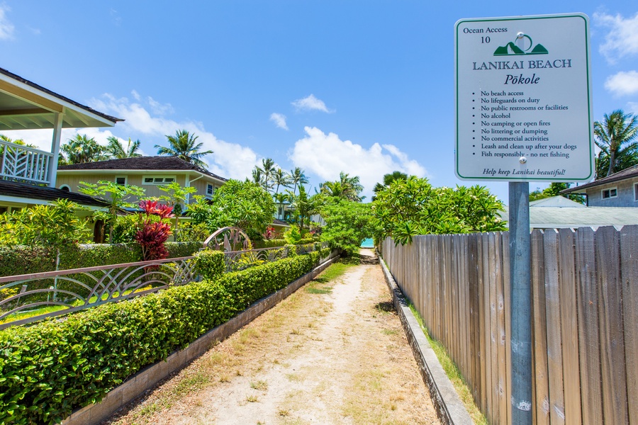 The Pokole access to Lanikai Beach is only 0.1 miles (a two-minute walk) from the house!