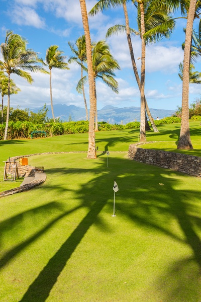 Test Your Skills at the Pool-side Putting Green