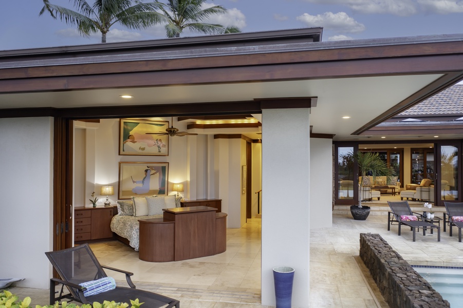 Seamless indoor-outdoor living flows from your elegant bedroom to the private pool terrace, creating the perfect tropical retreat.