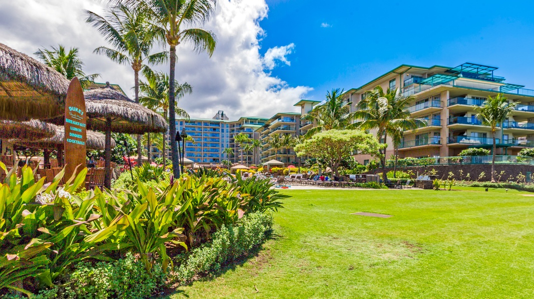 Beautifully maintained lawns and lush garden paths invite peaceful strolls