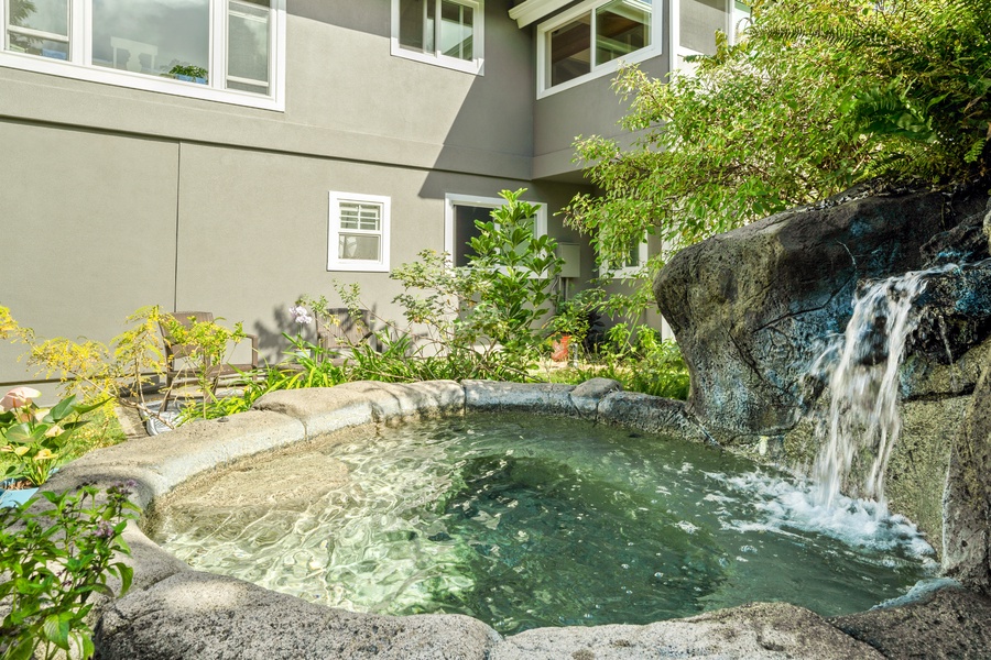 Take a soak in the serene garden tub, nestled amidst natural beauty.