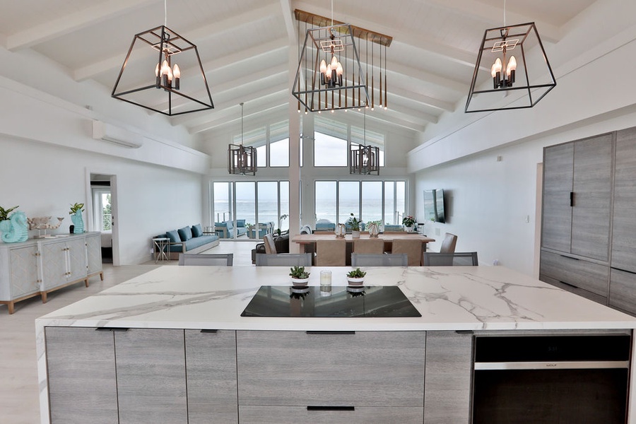 Kitchen views with an open floor plan