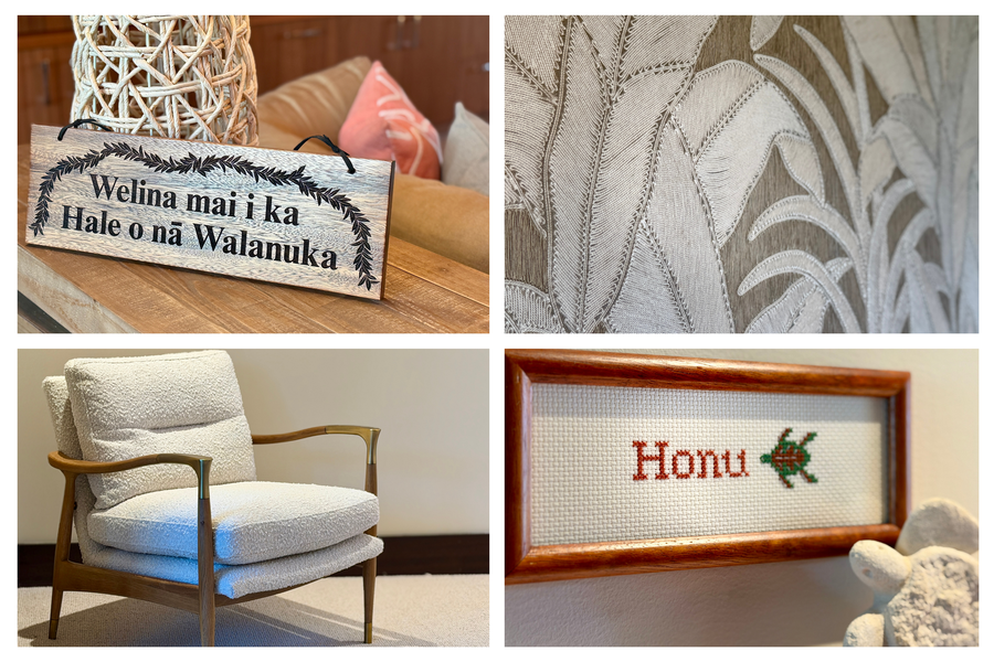 Thoughtful details create your perfect retreat - from welcoming Hawaiian signs to cozy seating where you'll unwind after island adventures.