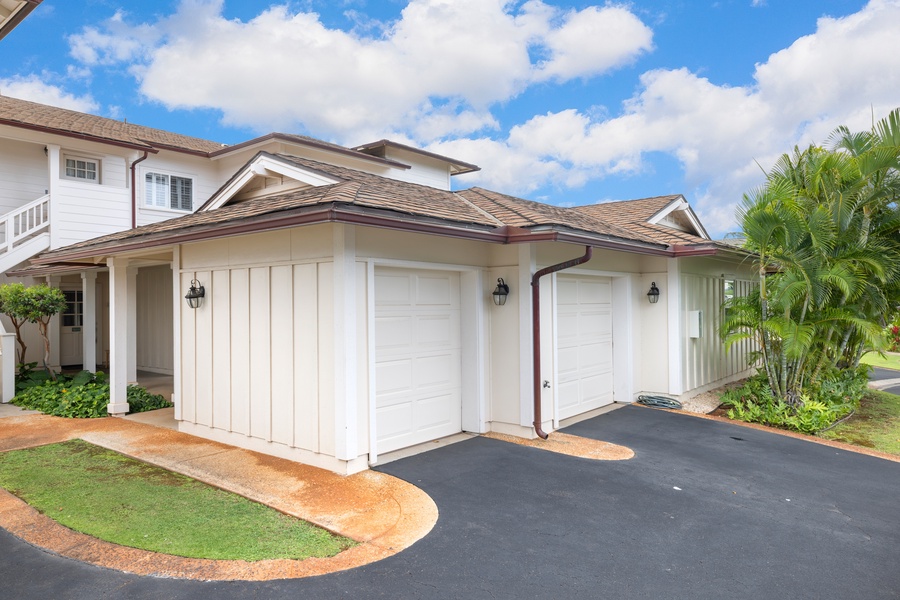 Private garage offers secure parking and easy access for your Ko Olina adventures.